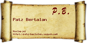 Patz Bertalan névjegykártya